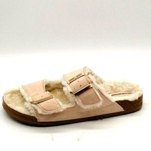 Women's Pink Fuzzy Slide Sandals